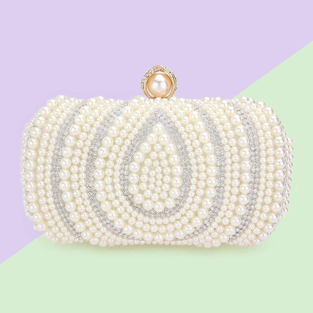 Women Elegant Pearl Clutch Bag- 12203 - Church Suits For Less