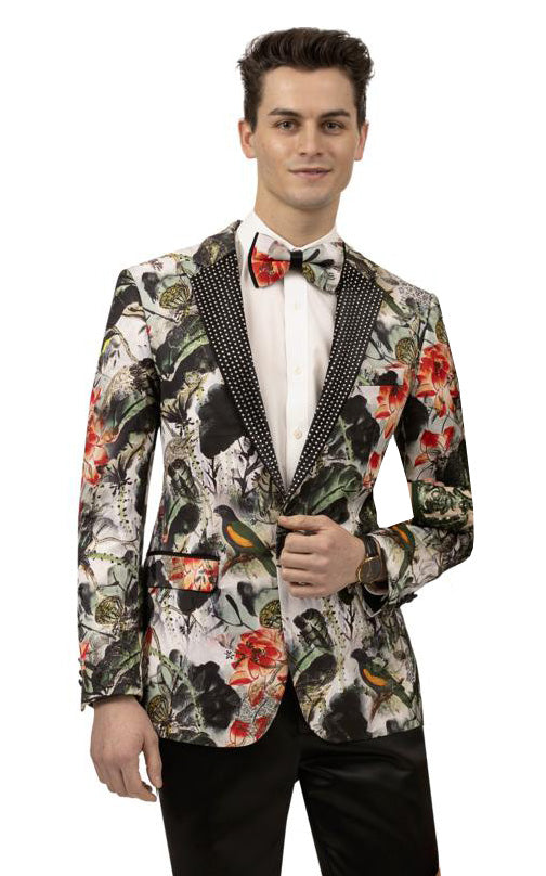 EJ Samuel Men Blazer J132C-Flowers - Church Suits For Less