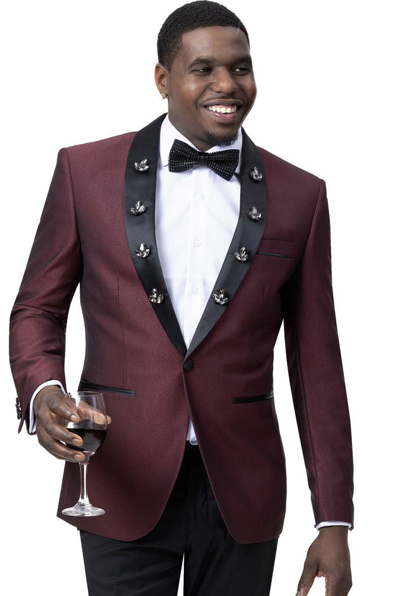 EJ Samuel Men Blazer J77C-Burgundy - Church Suits For Less