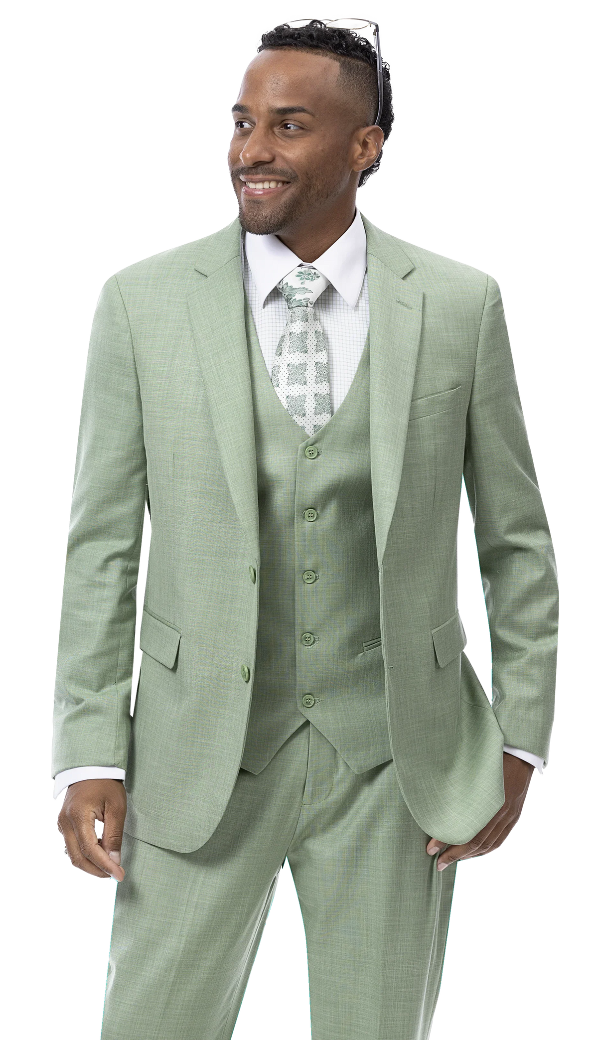 EJ Samuel Modern Fit Suit M18022 - Moss - Church Suits For Less