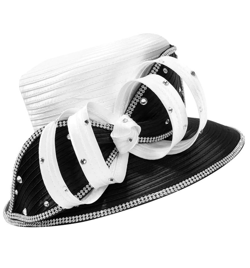 Giovanna Church Hat HR1061-White/Black - Church Suits For Less