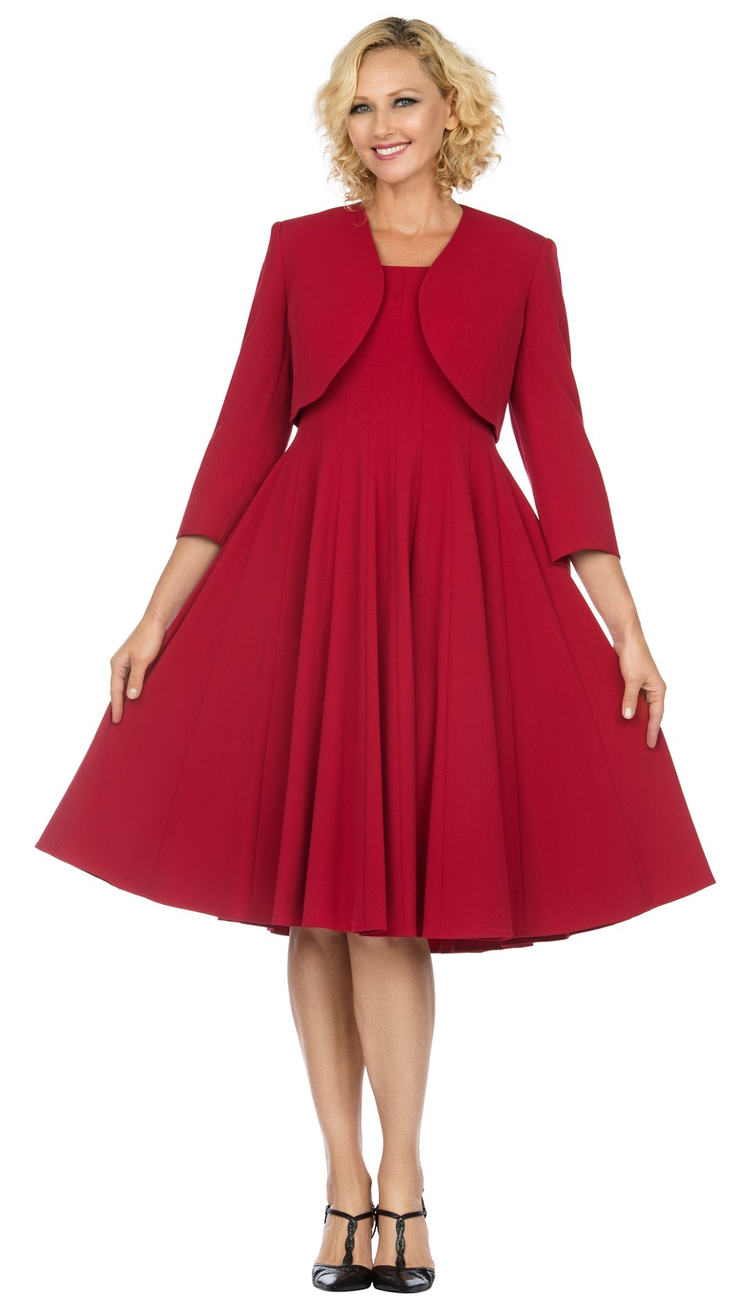 Red plus size fashion church dress