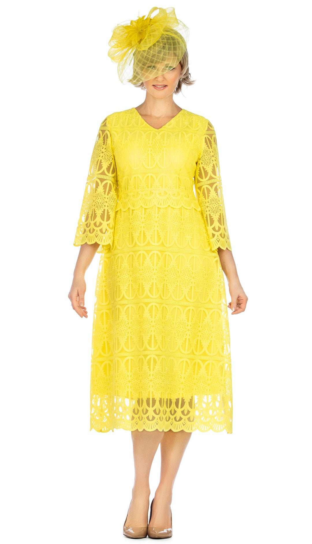 Giovanna Dress D1520C-Yellow - Church Suits For Less