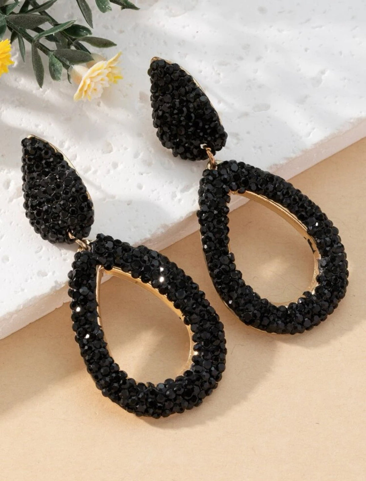 Women Fashion Earrings BDF0865 Black - Church Suits For Less