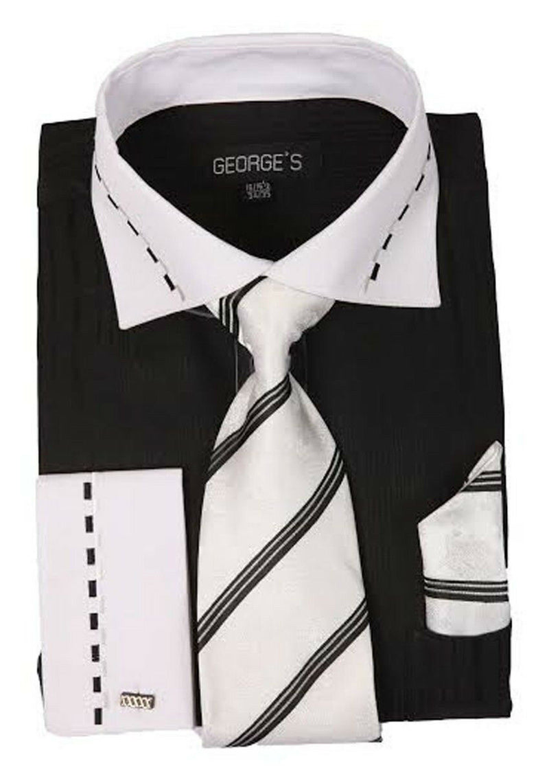 Milano Moda Dress Shirt AH621-Black - Church Suits For Less