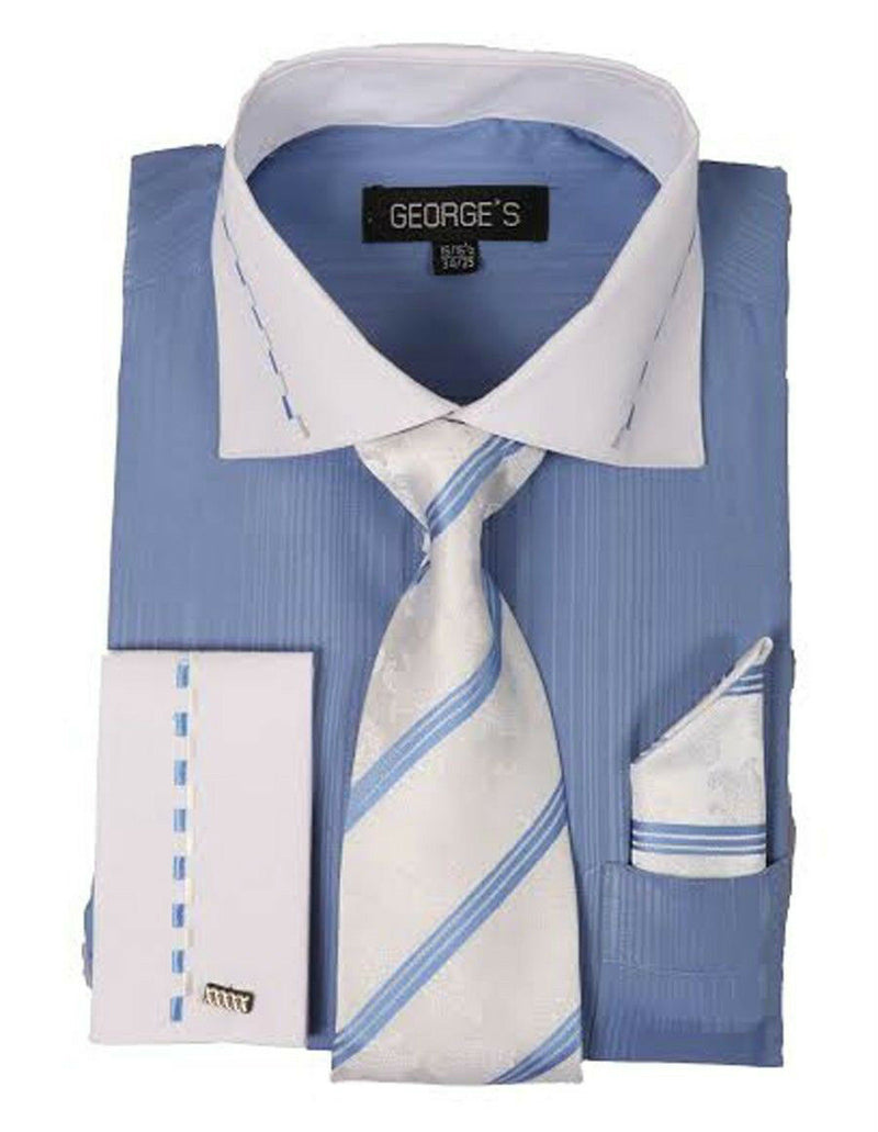 Milano Moda Dress Shirt AH621-Blue - Church Suits For Less