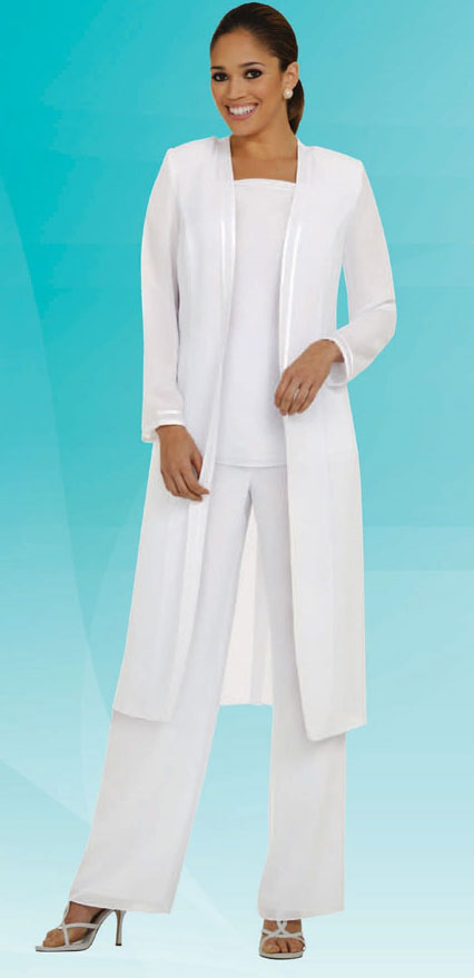 Misty Lane Pant Suit 13062C-White - Church Suits For Less