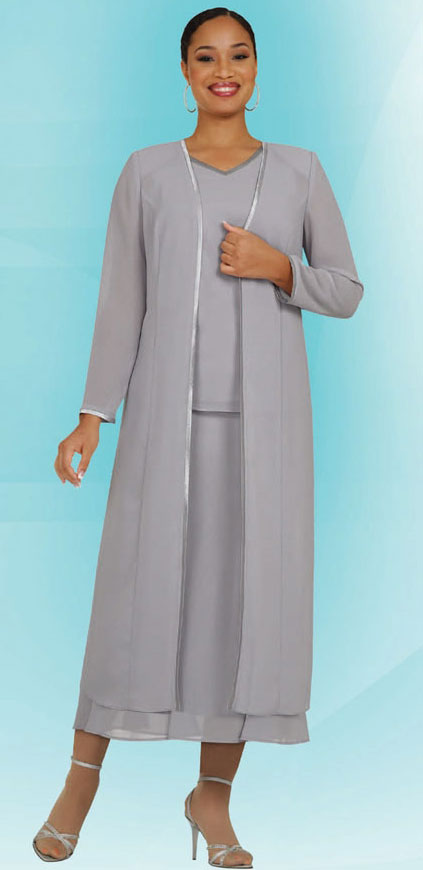 Misty Lane Skirt Suit Suit 13061C-Silver - Church Suits For Less