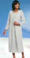 Misty Lane Skirt Suit Suit 13061C-Silver - Church Suits For Less