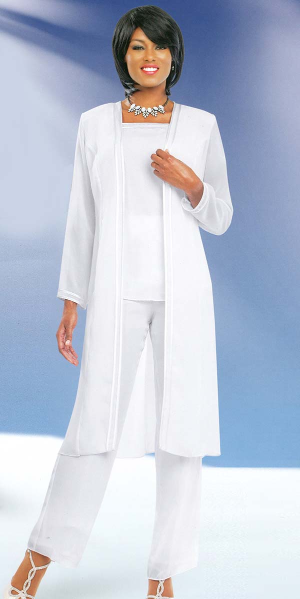 Misty Lane Pant Suit 13062C-White - Church Suits For Less