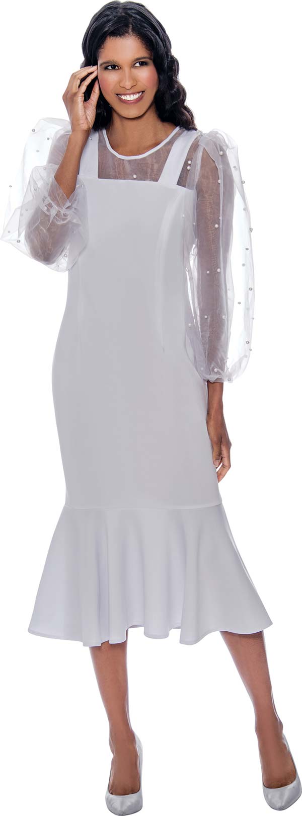 Nubiano Dress 1961C-White - Church Suits For Less