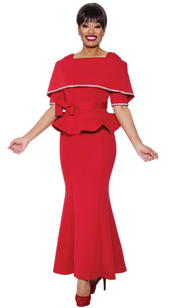 Stellar Looks Skirt Suit 1692-Red | Church suits for less