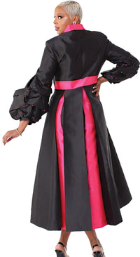 Tally Taylor Church Robe 4730-Black/Fuchsia - Church Suits For Less