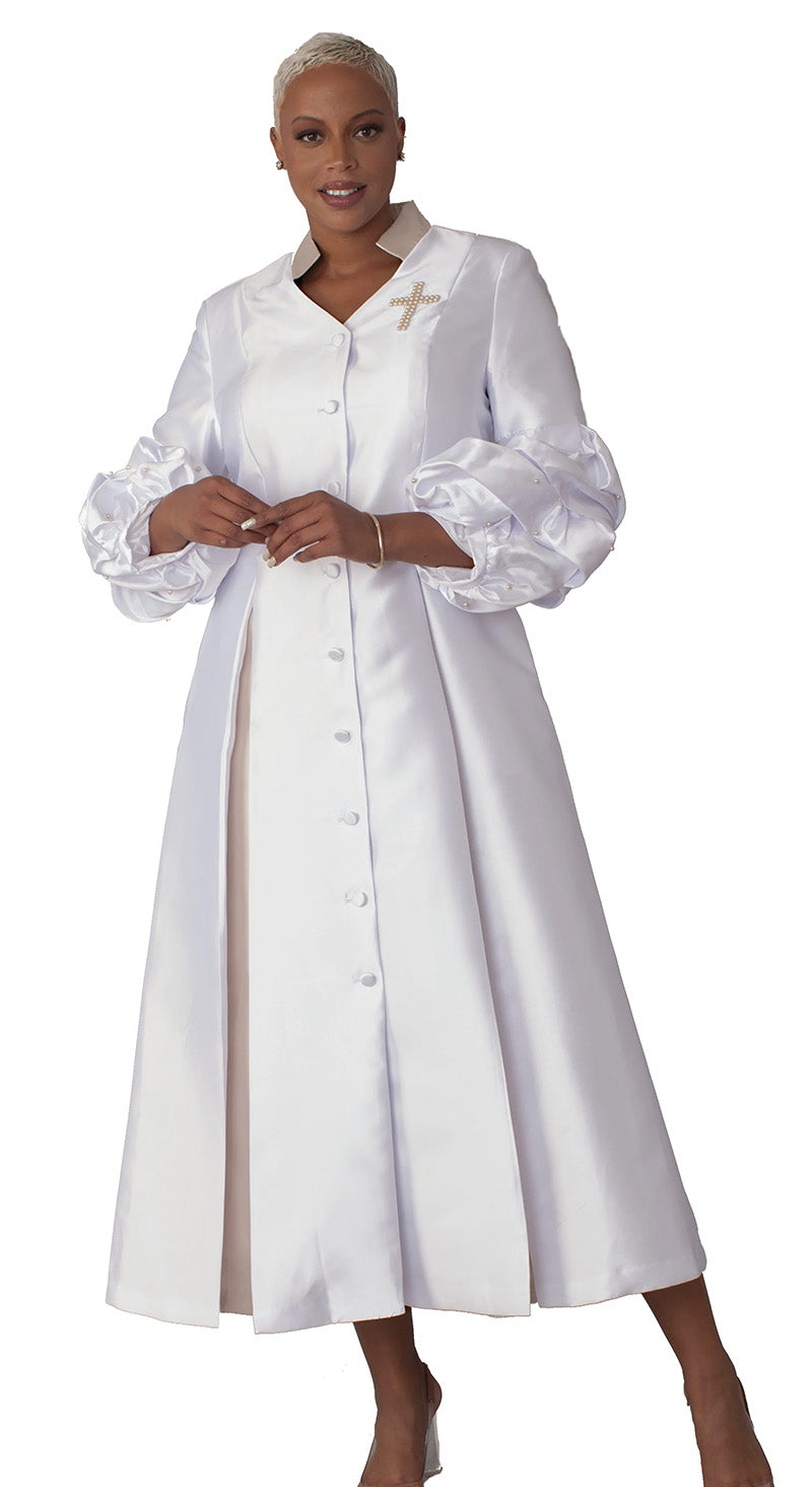 Tally Taylor Church Robe 4730-White/Gold - Church Suits For Less