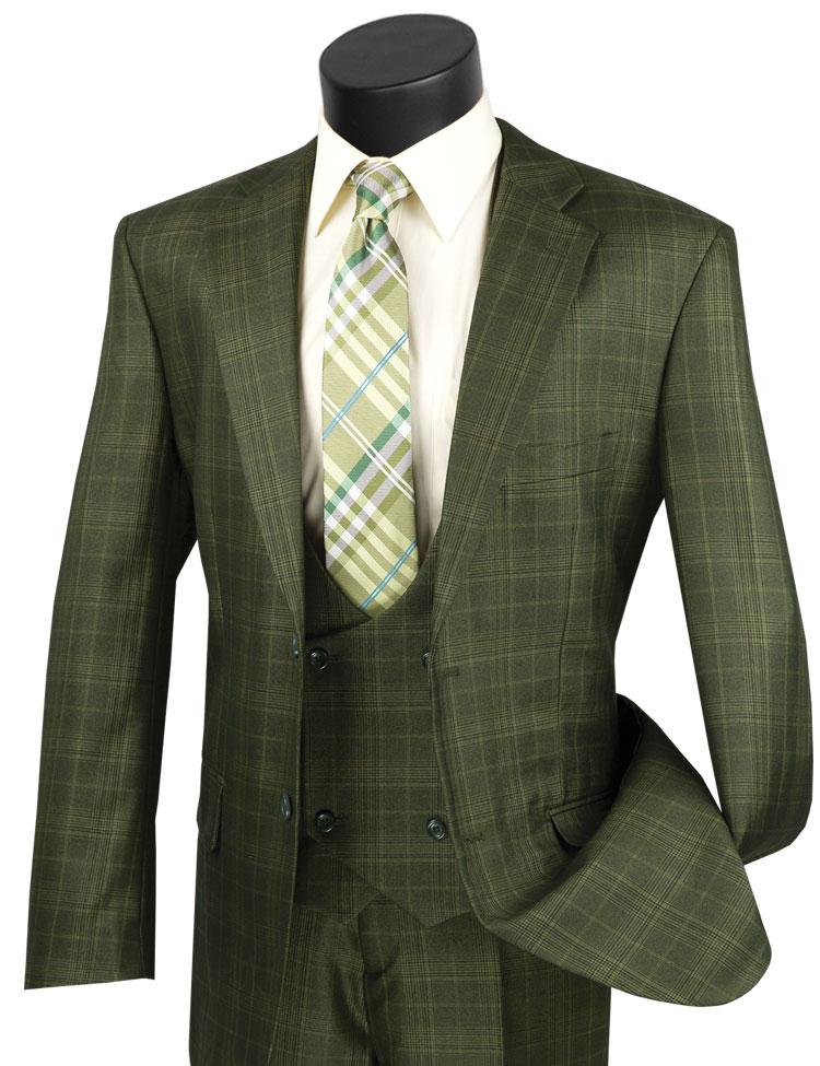 Vinci Suit V2RW-7C Olive - Church Suits For Less