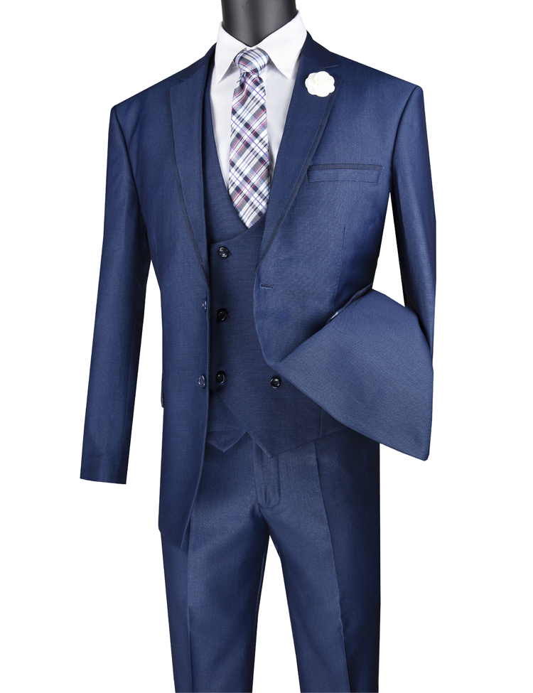 Vinci Men Suit MV2B-1-Navy - Church Suits For Less