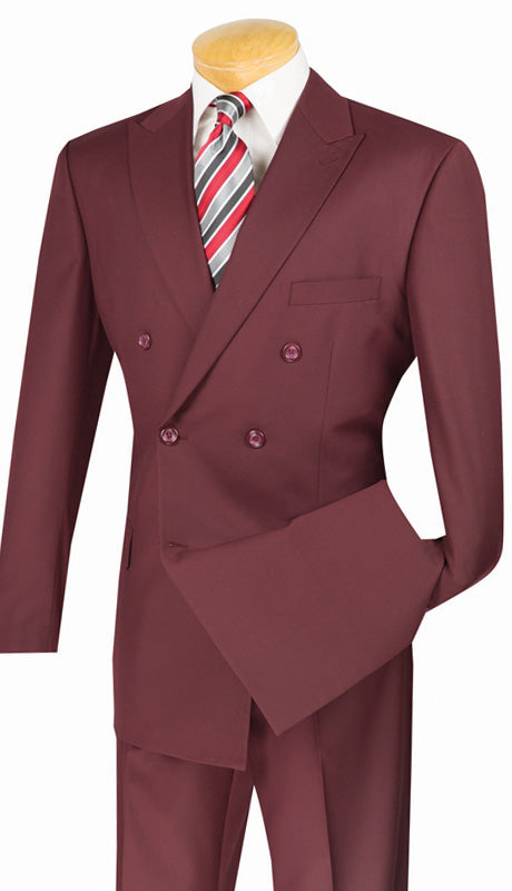 Vinci Men Suit DC900-1-Burgundy - Church Suits For Less