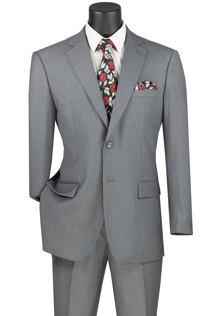 Vinci Men Suit F-2C900-Medium Grey - Church Suits For Less