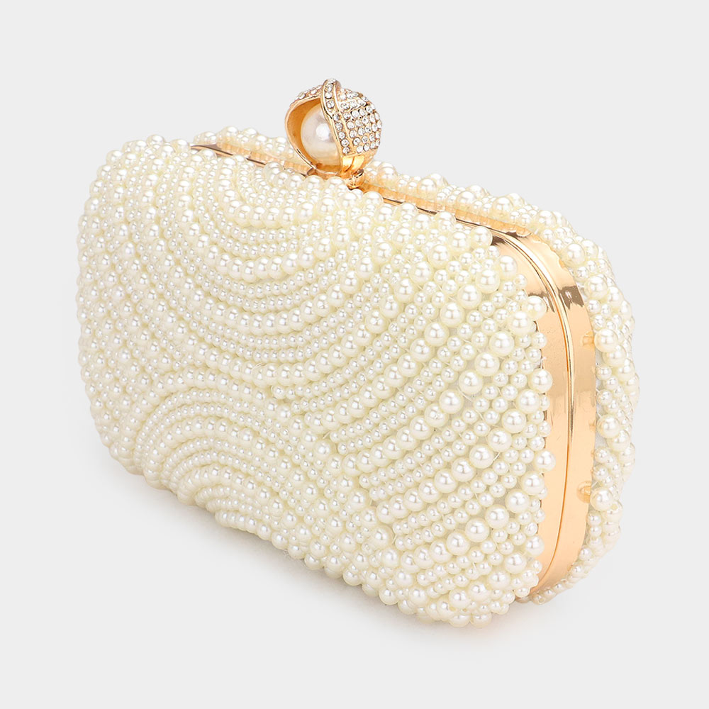 Women Elegant Pearl Clutch Bag- 12203 - Church Suits For Less