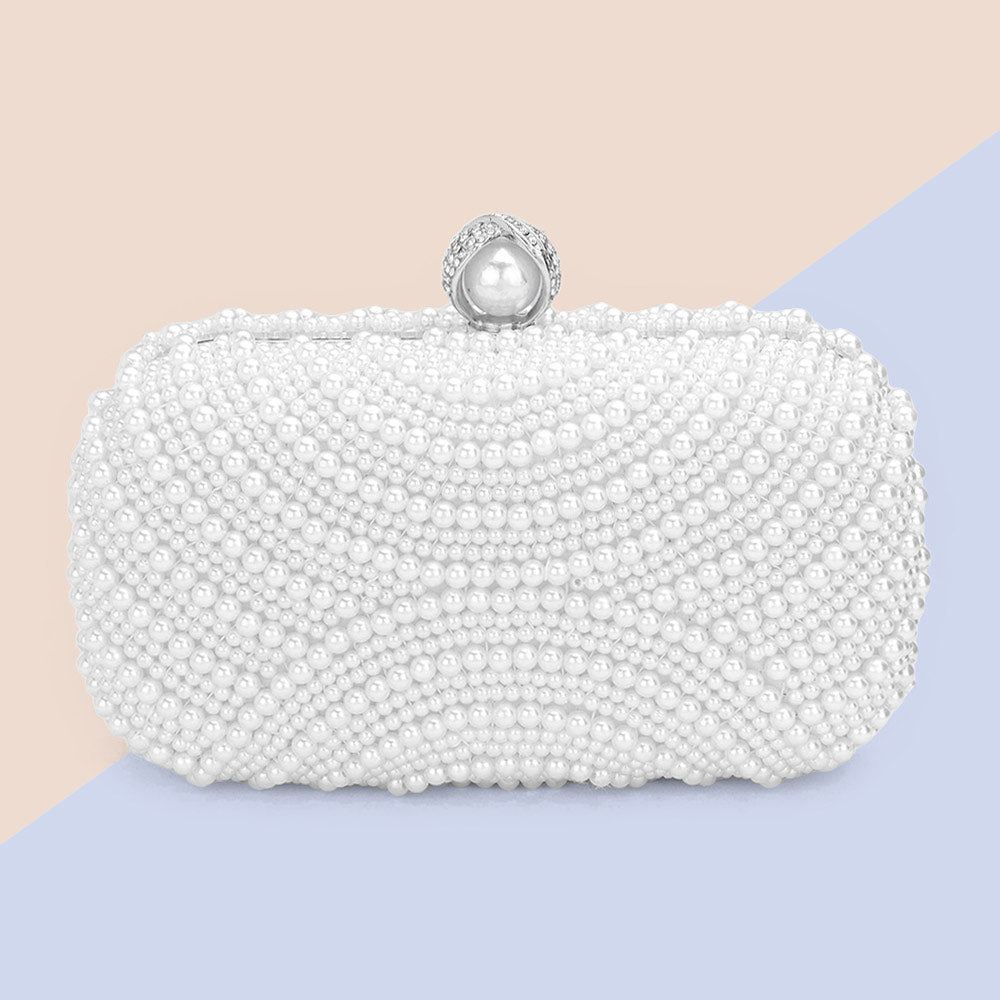 Women Elegant Pearl Clutch Bag- 12203 - Church Suits For Less