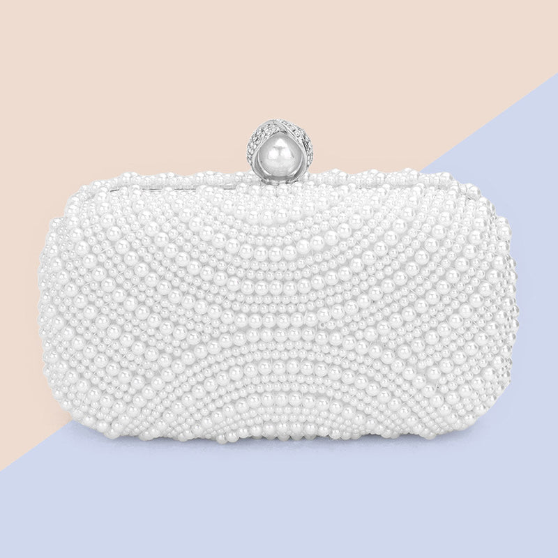 Women Elegant Pearl Clutch Bag- 12203 - Church Suits For Less