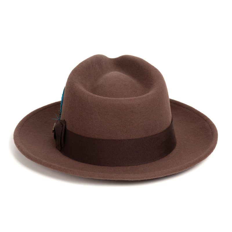 Men Crushable Brown Fedora Hat - Church Suits For Less