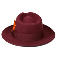 Men Fashion Fedora Hat Burgundy - Church Suits For Less