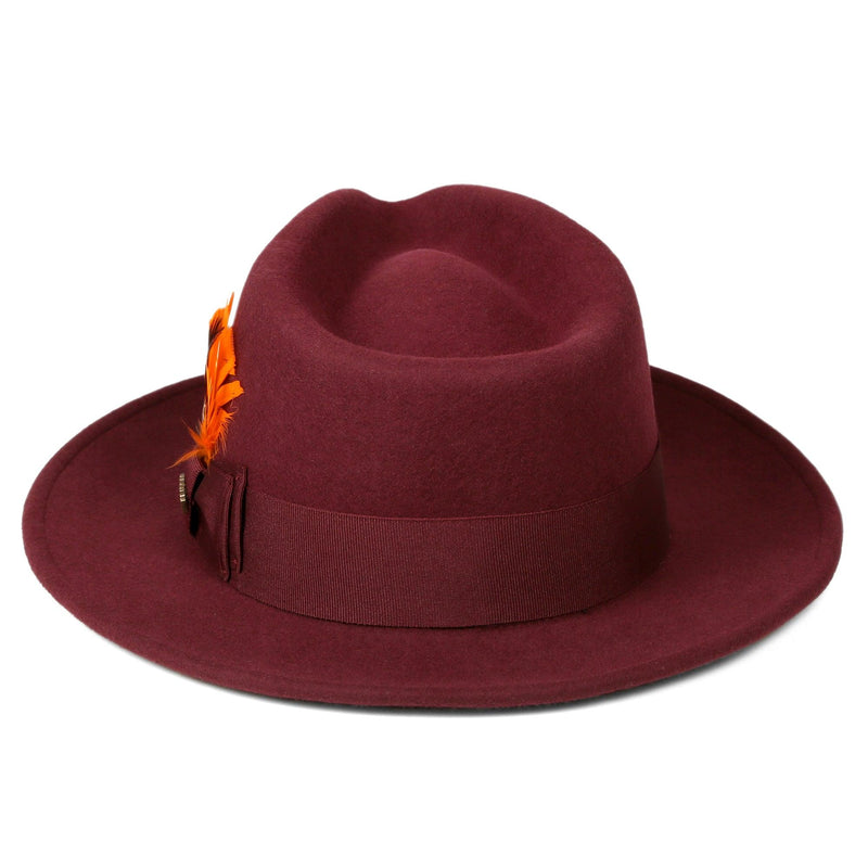 Men Fashion Fedora Hat Burgundy - Church Suits For Less