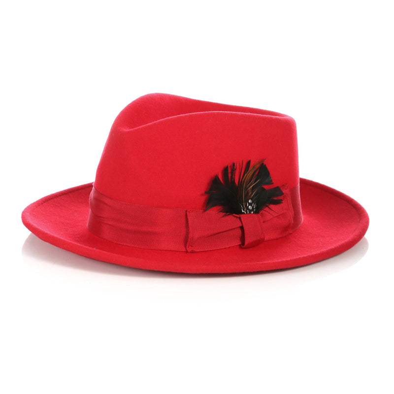 Men Church Fedora Hat Red - Church Suits For Less