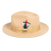 Men Crushable Tan Fedora Hat - Church Suits For Less