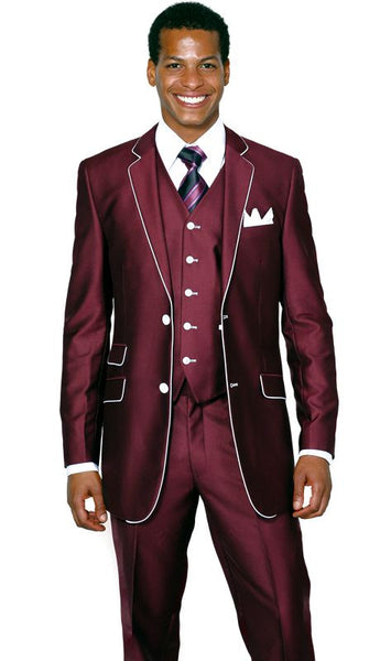 Milano Moda Men Suit 5702V1-Burgundy | Church suits for less